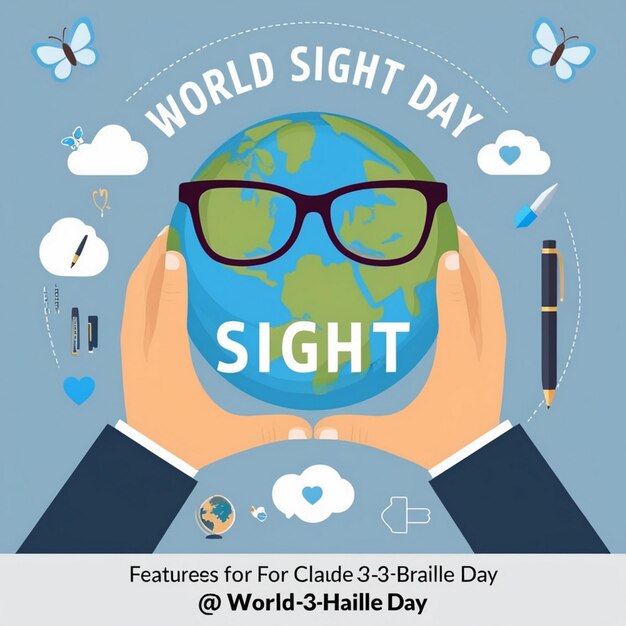 Photo world sight day flat illustration