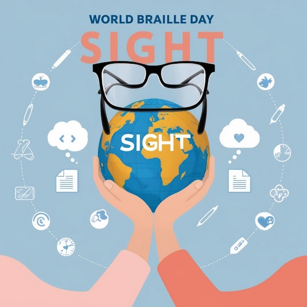 Photo world sight day flat illustration