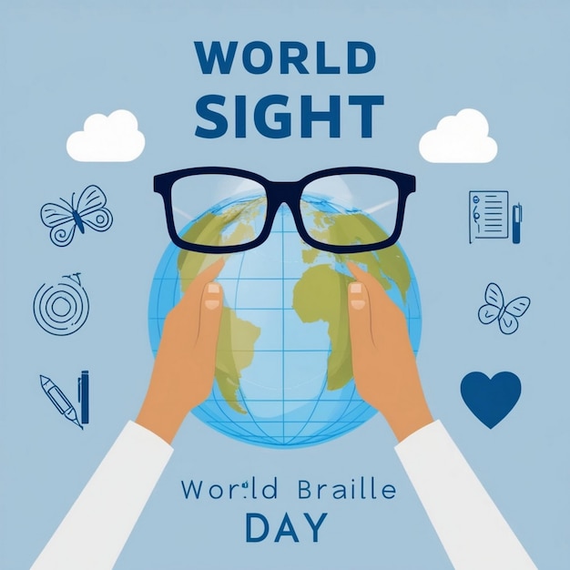 Photo world sight day flat illustration