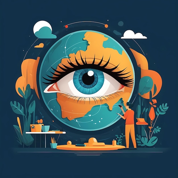 world sight day flat illustration