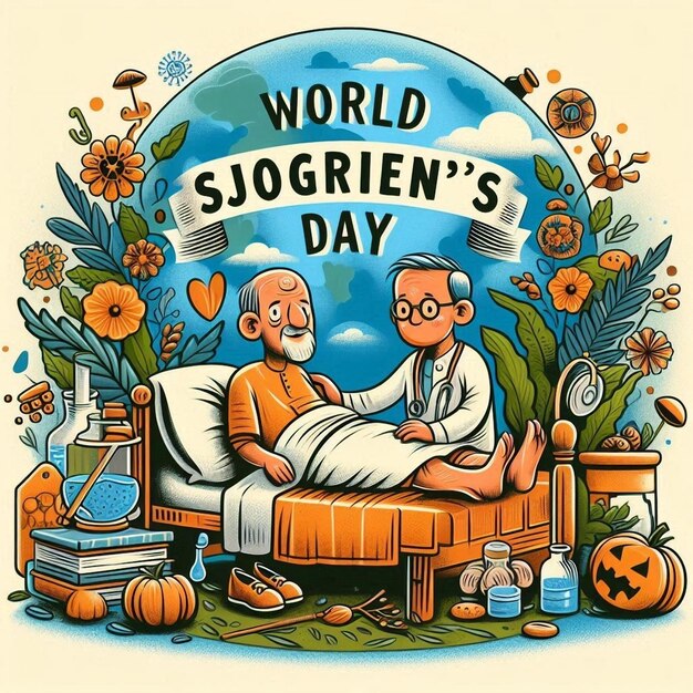 World Sjogrens Day poster for worlds day is written in human language