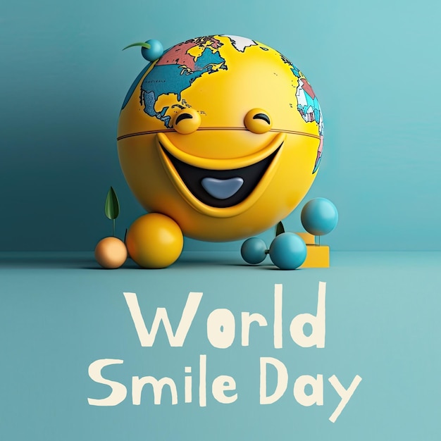 World Smile Day background illustration with happy smile planet Earth