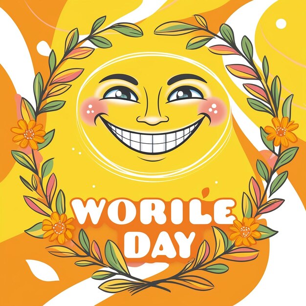 Photo world smile day yellow banner