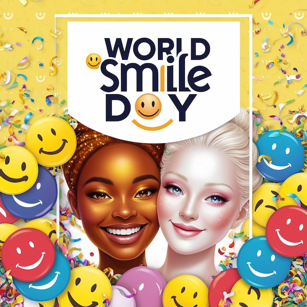 Photo world smile day yellow banner