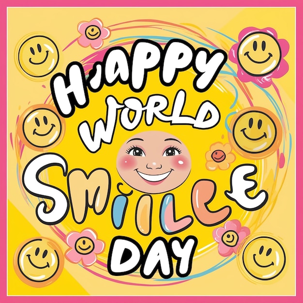 Photo world smile day yellow banner