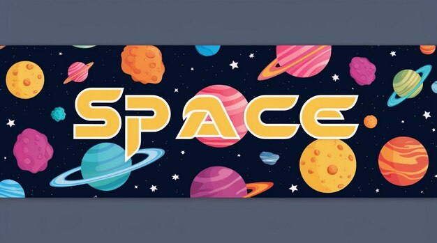 Photo world space week metallic typography banner with popup paper art concept featuring cute origami planets textured blue and red asteroids and a rocket ship launching into space