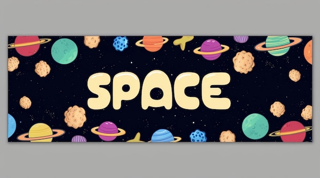 Photo world space week metallic typography banner with popup paper art concept featuring cute origami planets textured blue and red asteroids and a rocket ship launching into space