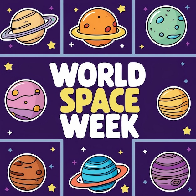 World Space Week October 410 Holiday Concept Template for Background Banner Card Poster with Text Inscription