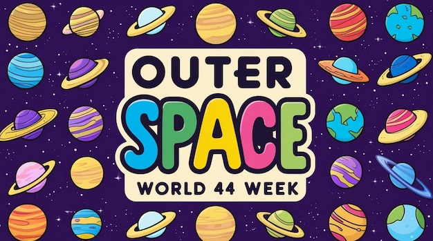 Photo world space week october 410 holiday concept web page template background banner card poster and vector illustration