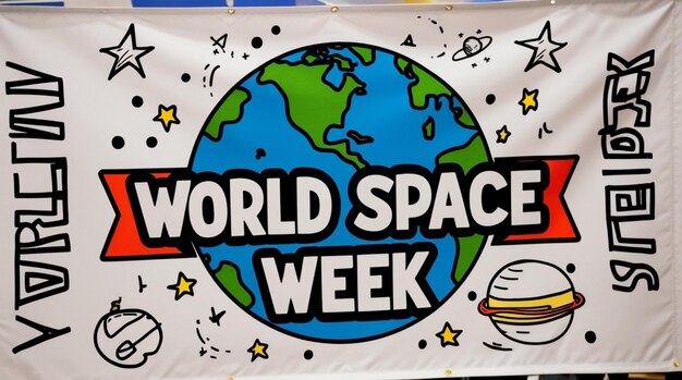 World Space Week October Doodle Style Template for Background Banner Card Poster Vector Illustration