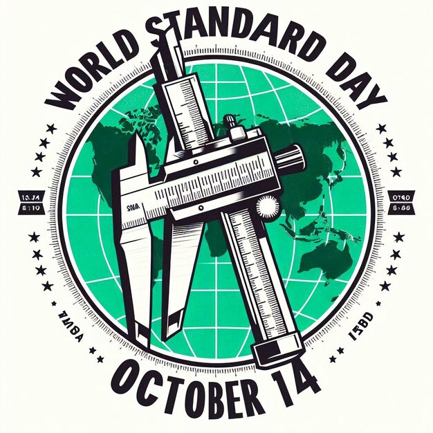 World Standard Day Banner Design with map and measurement tool background