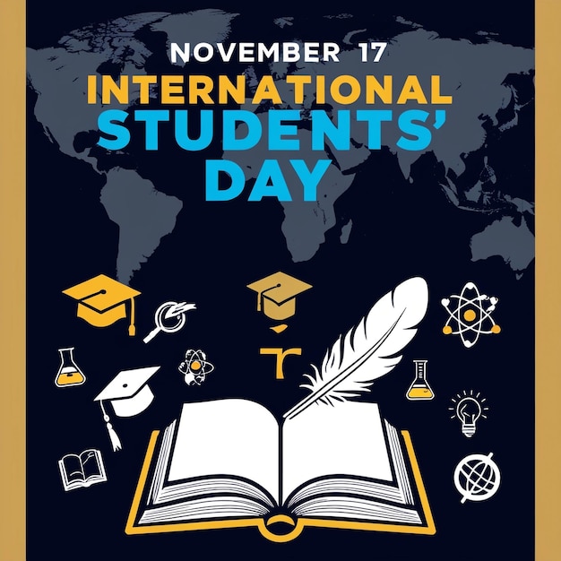 Photo world students day november 17 concept with book vector illustration