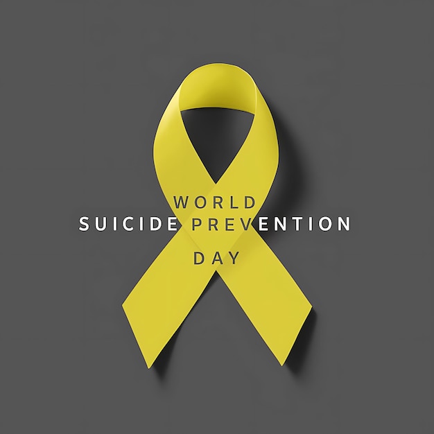 Photo world suicide prevention day awareness and support ribbon in orange and yellow color