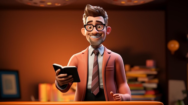 Photo world teacher day in 3d character