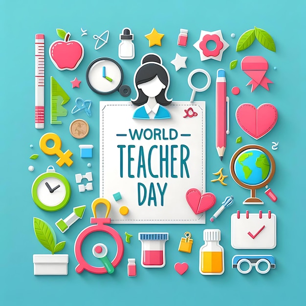 Photo world teacher day illustration digital