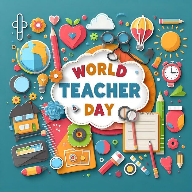 Photo world teacher day illustration digital