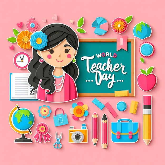 Photo world teacher day illustration digital