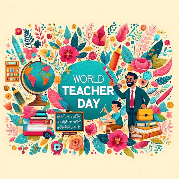 Photo world teacher day illustration digital