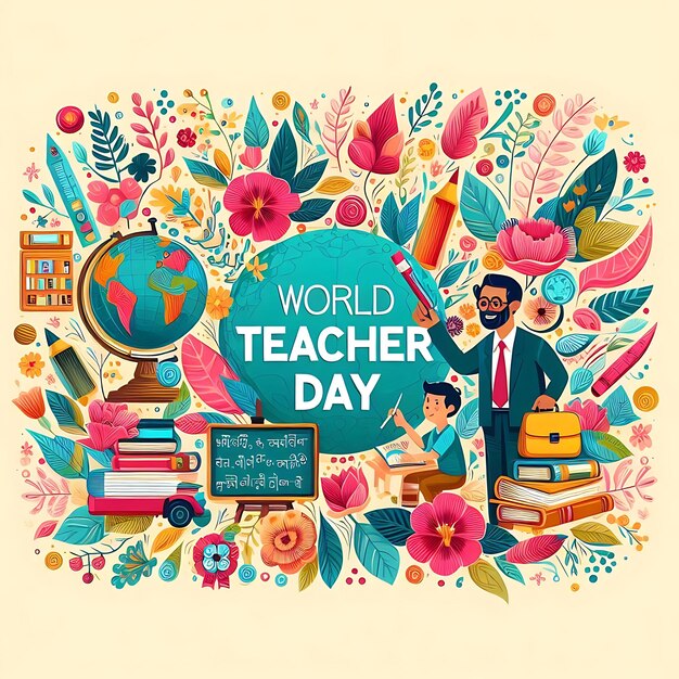 Photo world teacher day illustration digital