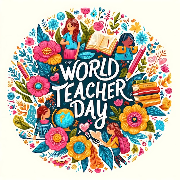 Photo world teacher day illustration digital