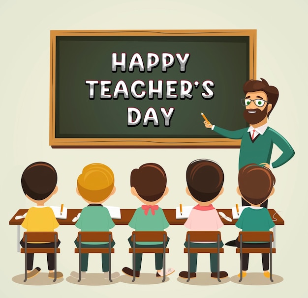 World Teachers Day concept design in cartoon style