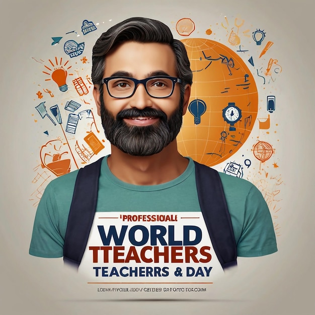 Photo world teachers day creative concept banner poster social media post post card design happy teachers day