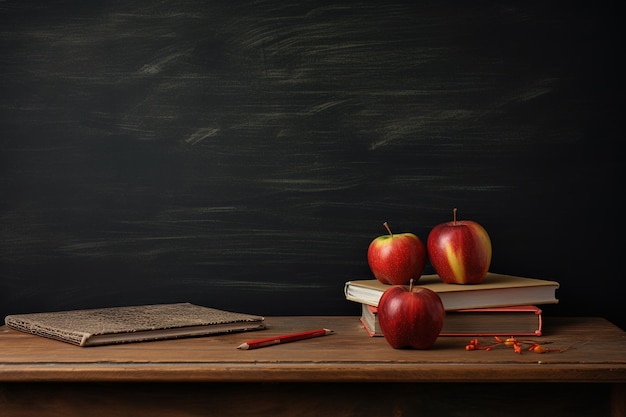 World Teachers Day School years congratulations for teacher back to skolu teacher and students blackboard chalk pencils textbook copy space background text