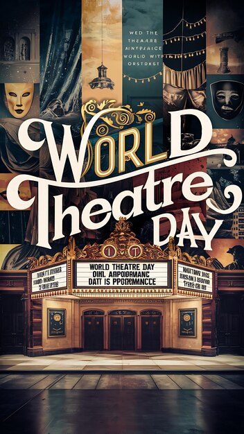 Photo world theatre day days illustrationtypography