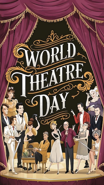 World Theatre Day Illustrationtypography