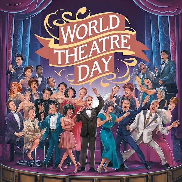 World Theatre Day Illustrationtypography