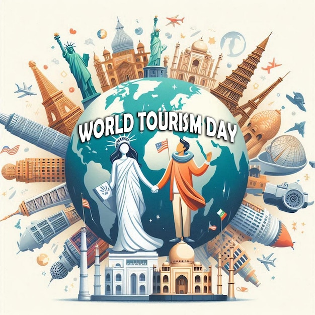 Photo world tourism day background design image illustration jpg