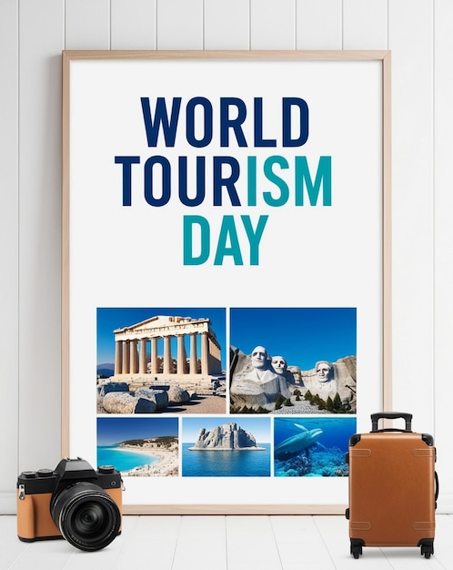 World Tourism Day celebration template with travel destinations