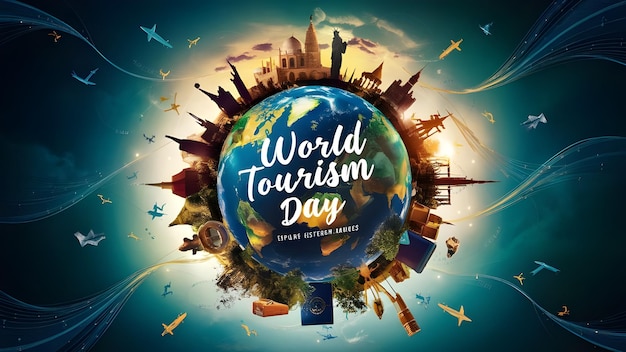 Photo world tourism day poster template for social media