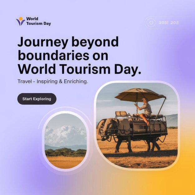 Photo world tourism day social media design promoting travel inspiration and enrichment