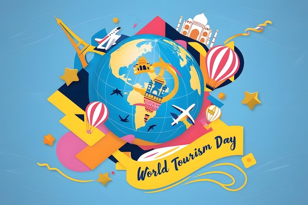 Photo world tourism day tourism day concept tourism banner poster social media post design