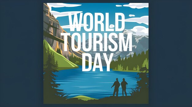 Photo world tourism day typography banner design poster banner background