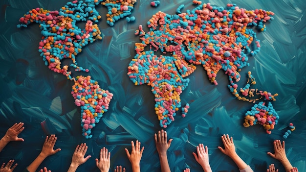 Photo world unity a map of hands wallpaper