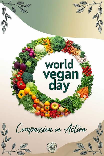 Photo world vegan day celebrations vector illustrations