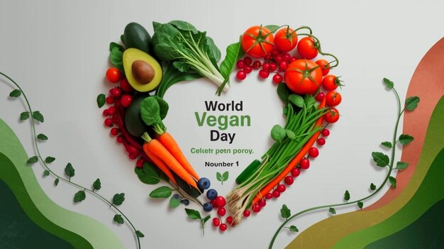 Photo world vegan day poster template for social media