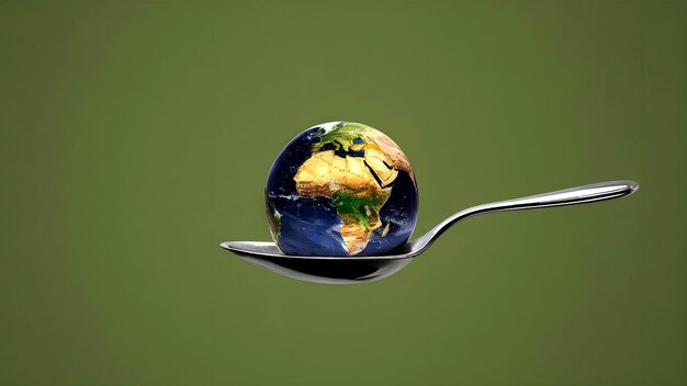 Photo world vegetable day background image decoration of meal vegetables fruits globe on a dish with dork a knife