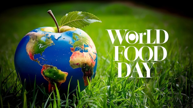 Photo world vegetable day background image decoration of meal vegetables fruits globe on a dish with dork a knife