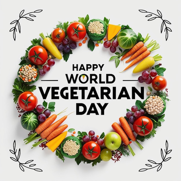 World vegetarian day background Happy world vegetarian day celebration October 1 World vegan day background Vector illustration Poster Banner Flyer Greeting Card Post Template vegetables