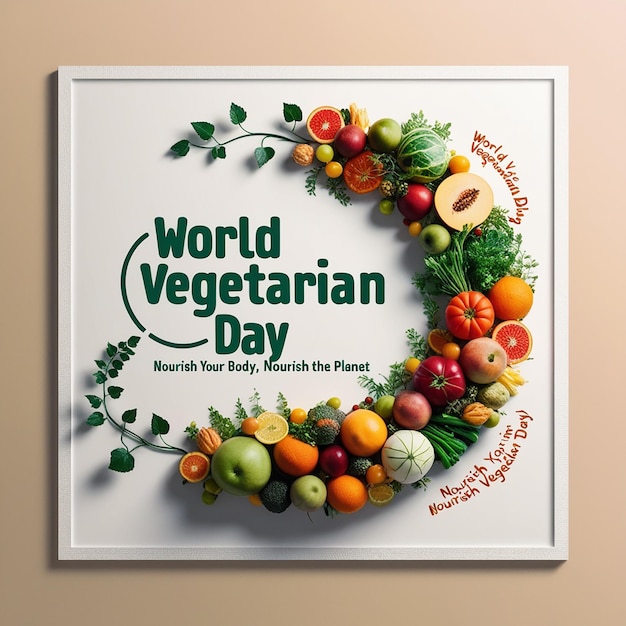 World vegetarian day concept fruits and vegetables vector set