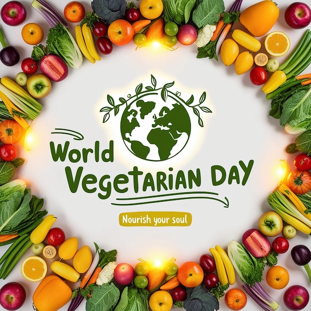 World vegetarian day concept fruits and vegetables vector set