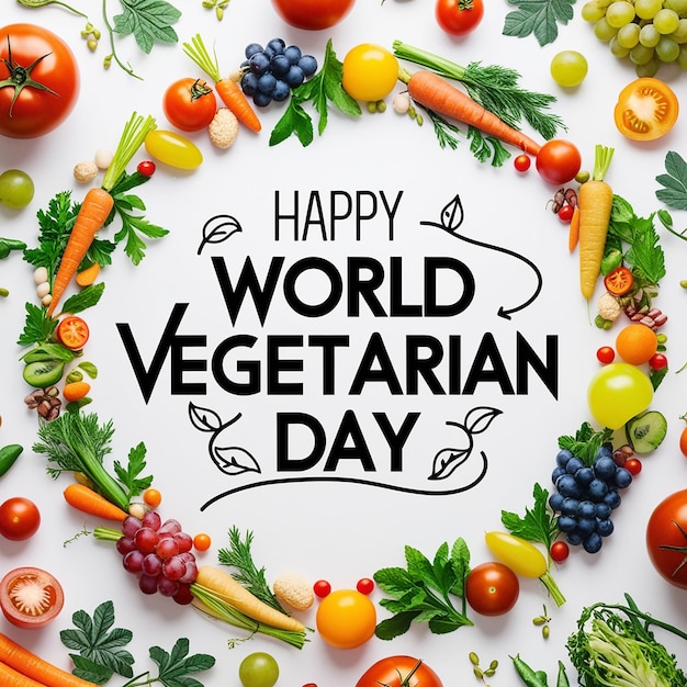 World vegetarian day concept fruits and vegetables vector set