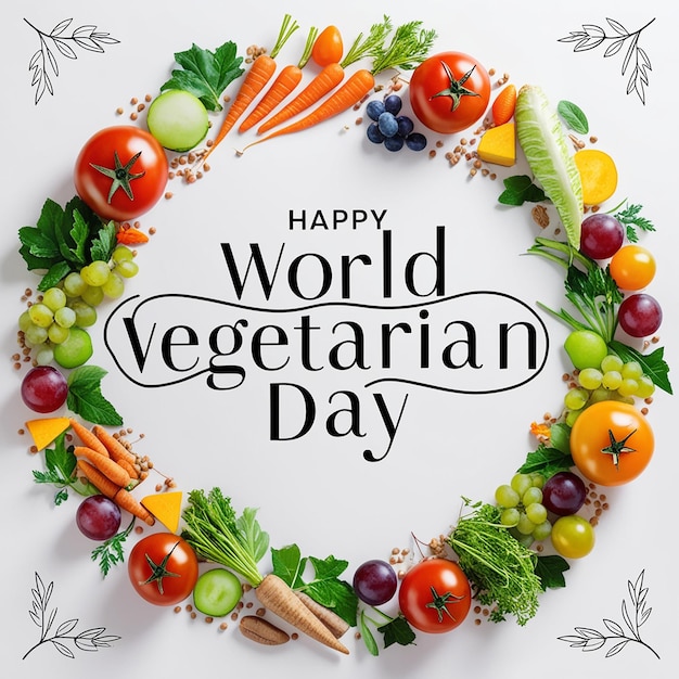 World vegetarian day concept fruits and vegetables vector set