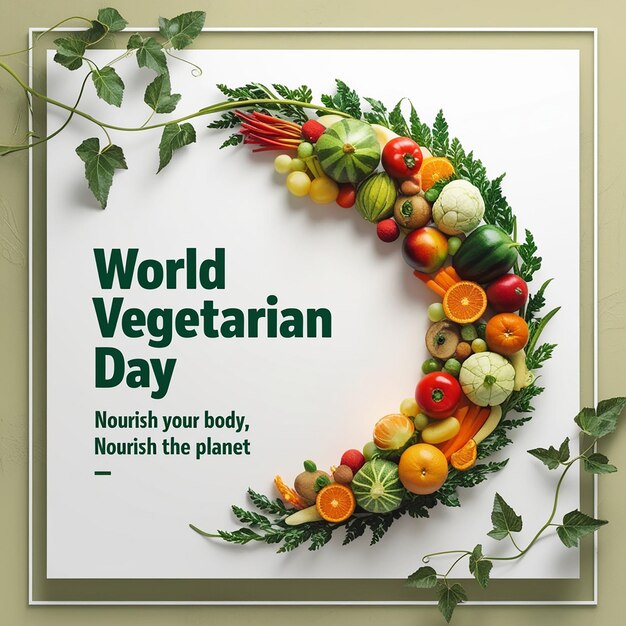 World vegetarian day concept fruits and vegetables vector set