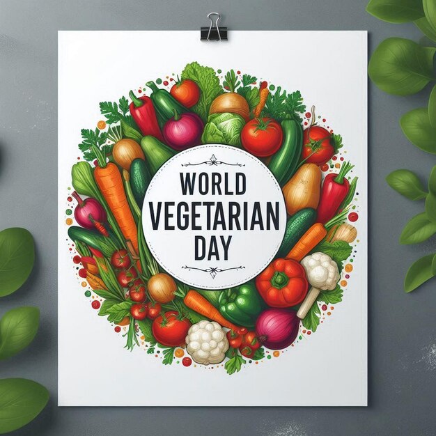 Photo world vegetarian day flat background design