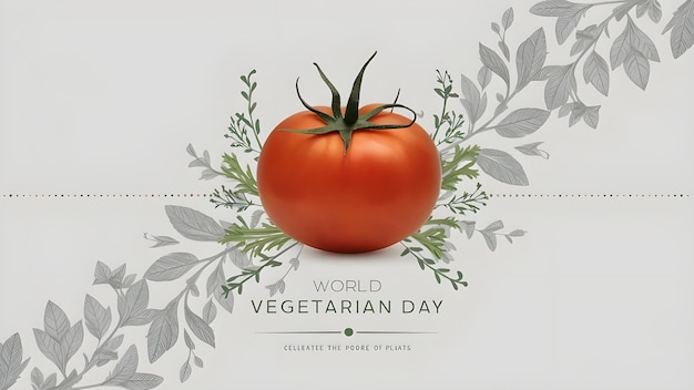 Photo world vegetarian day poster template with vegetable background