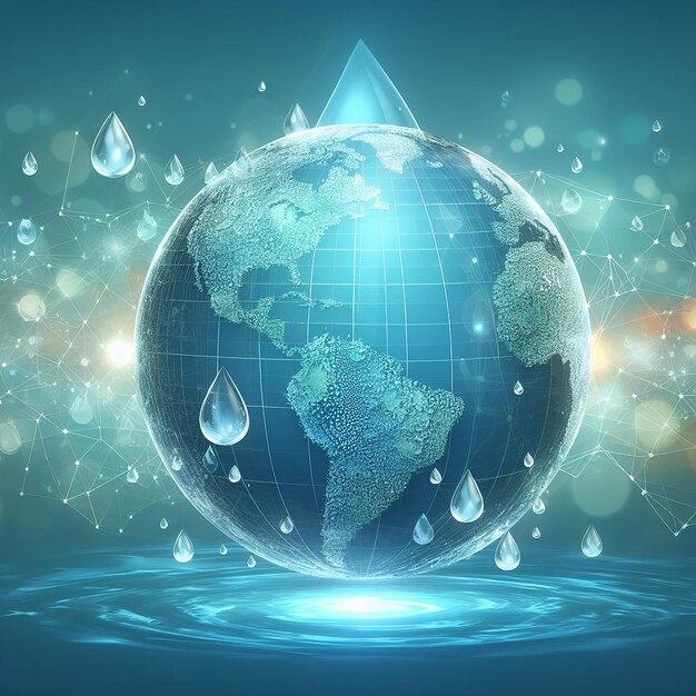 World Water Day banner with a globe and water